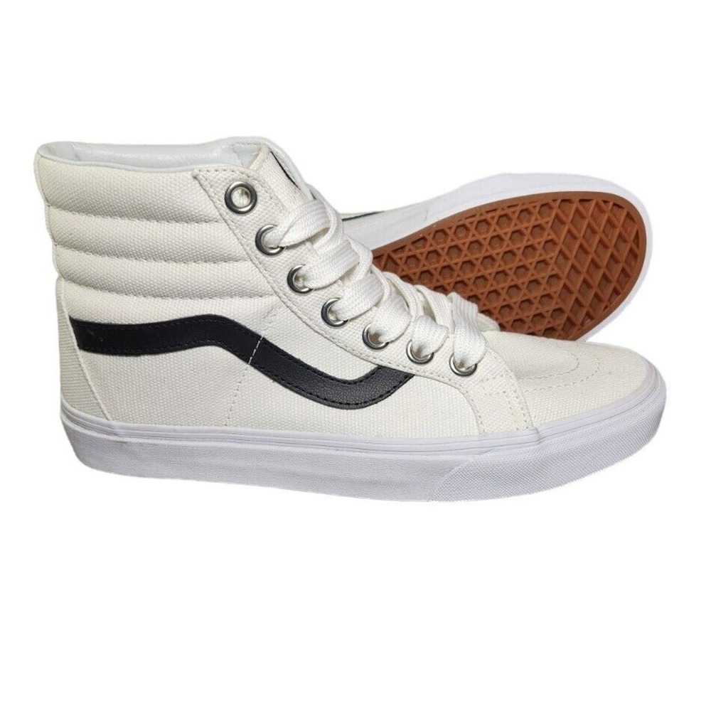 VANS SK8-Hi Reissue True White/Black Mens Size 8.5 Womens 10 Oversized Laces